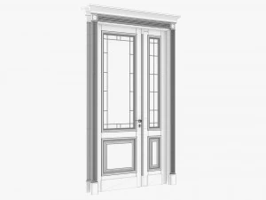 Classic Door With Glass Double 02 3D Model
