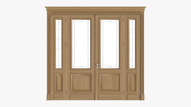 Classic Door With Glass Quad 01 Modelo 3D .c4d .max .obj .3ds .fbx .stl .blend 