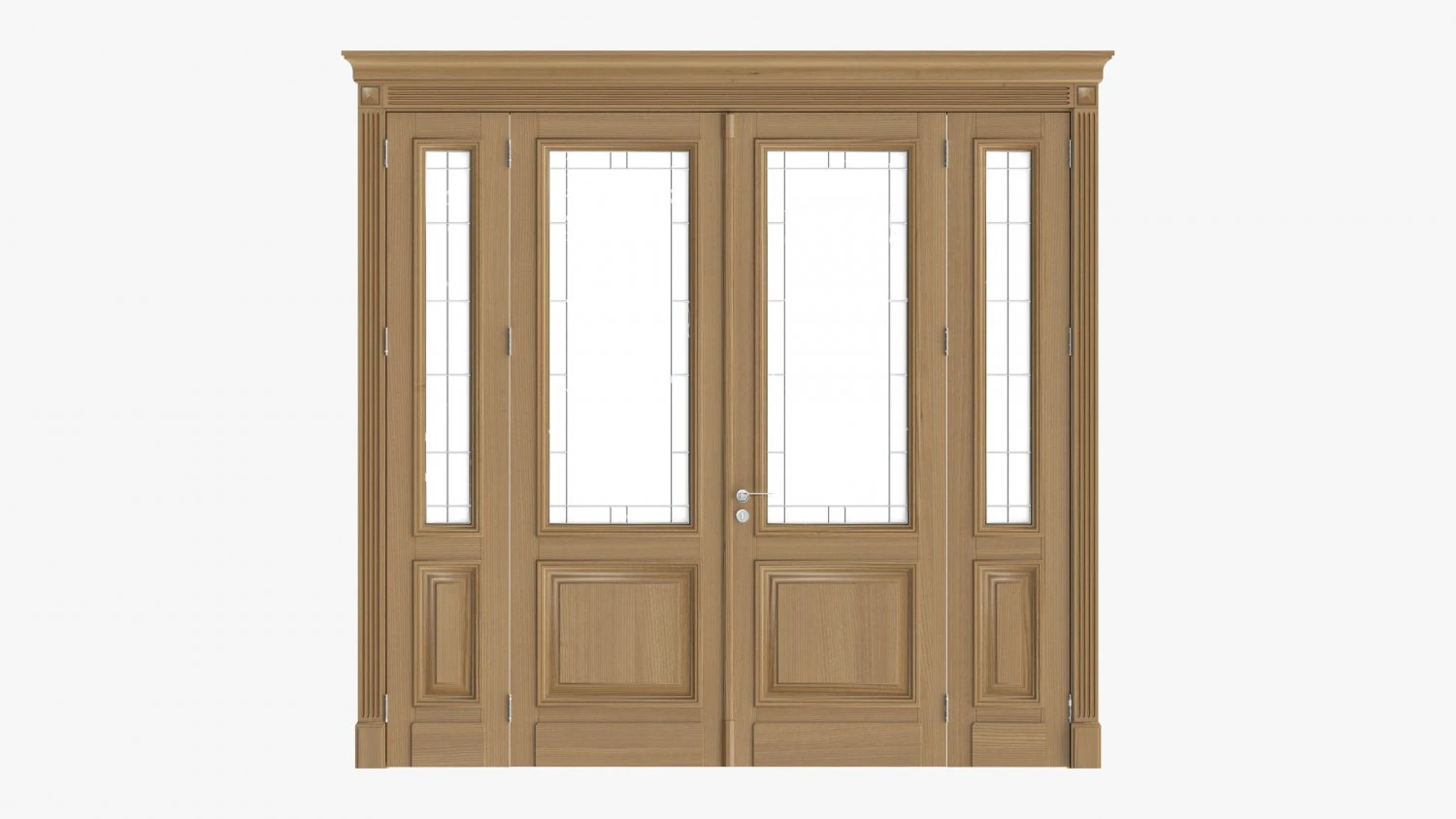 Classic Door With Glass Quad 01 3D Model .c4d .max .obj .3ds .fbx .stl .blend 