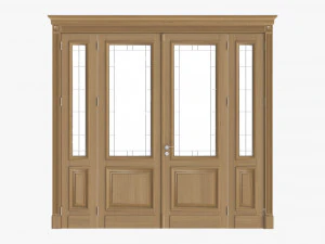 Klassieke deur met glas Quad 01 3D Model
