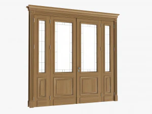 Classic Door With Glass Quad 01 3D Model