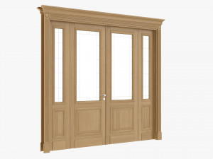 Classic Door With Glass Quad 01 Modelo 3D