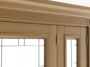 Classic Door With Glass Quad 01 Modelo 3D