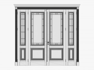 Classic Door With Glass Quad 01 Modelo 3D