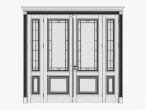 Classic Door With Glass Quad 01 3D Model