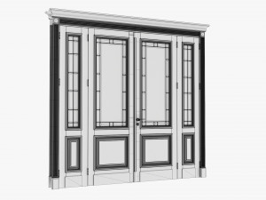 Classic Door With Glass Quad 01 Modelo 3D