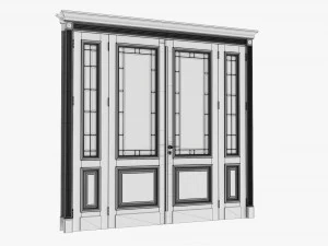 Classic Door With Glass Quad 01 3D Model