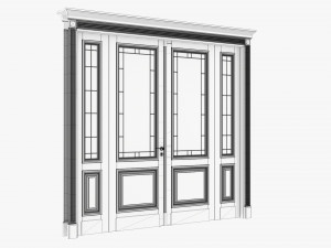 Classic Door With Glass Quad 01 Modelo 3D