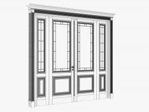 Classic Door With Glass Quad 01 3D Model