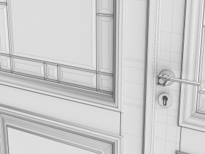 Classic Door With Glass Quad 01 Modelo 3D