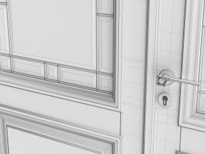 Classic Door With Glass Quad 01 3D Model