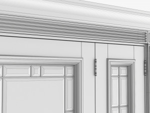 Classic Door With Glass Quad 01 Modelo 3D