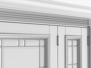 Classic Door With Glass Quad 01 3D Model
