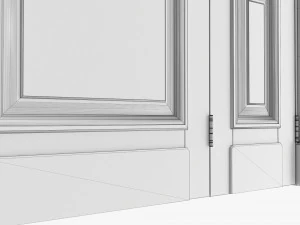 Classic Door With Glass Quad 01 3D Model