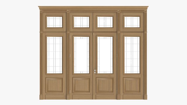 Classic Door With Glass Quad 02 3D Model .c4d .max .obj .3ds .fbx .stl .blend