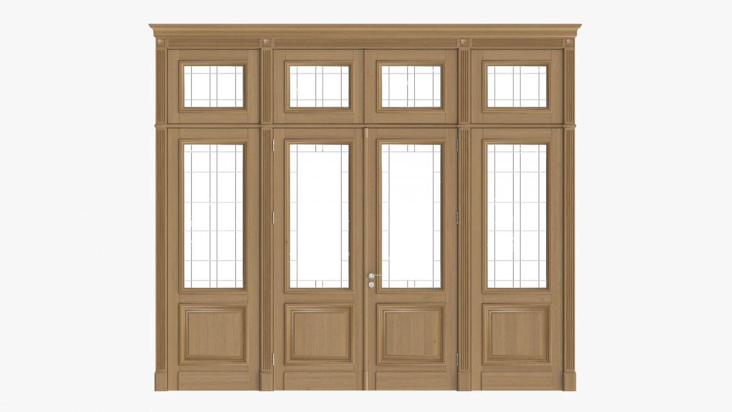 Classic Door With Glass Quad 02 3D Model .c4d .max .obj .3ds .fbx .stl .blend 