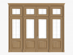 Classic Door With Glass Quad 02 3D Model