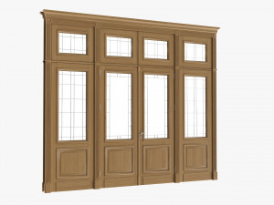 Classic Door With Glass Quad 02 3D Model