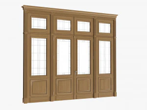Classic Door With Glass Quad 02 3D Model