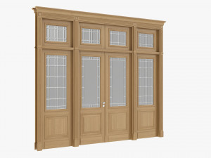 Classic Door With Glass Quad 02 3D Model