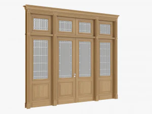 Classic Door With Glass Quad 02 3D Model