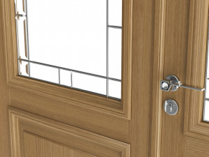 Classic Door With Glass Quad 02 3D Model