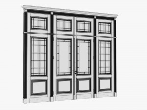 Classic Door With Glass Quad 02 3D Model