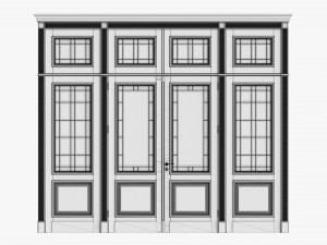 Classic Door With Glass Quad 02 3D Model