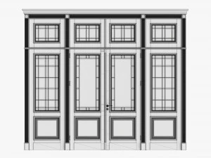 Classic Door With Glass Quad 02 3D Model