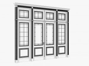 Classic Door With Glass Quad 02 3D Model
