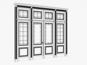 Classic Door With Glass Quad 02 3D Model