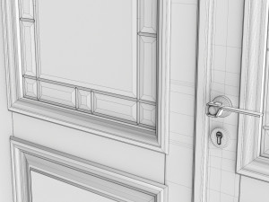 Classic Door With Glass Quad 02 3D Model