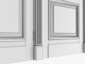 Classic Door With Glass Quad 02 3D Model