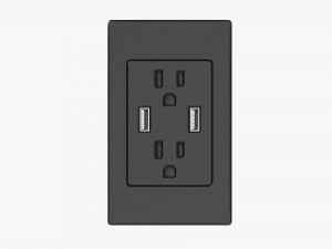 Double Outlet With USB Ports US 3D Model