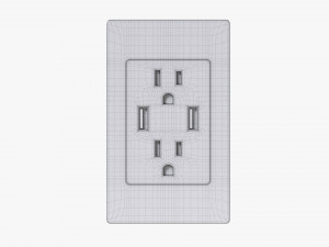 Double Outlet With USB Ports US 3D Model