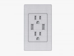 Double Outlet With USB Ports US 3D Model