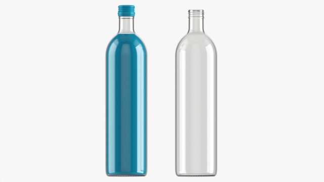 Glass Soda Soft Drink Water Bottle 04 Model 3D .c4d .max .obj .3ds .fbx .stl .blend 