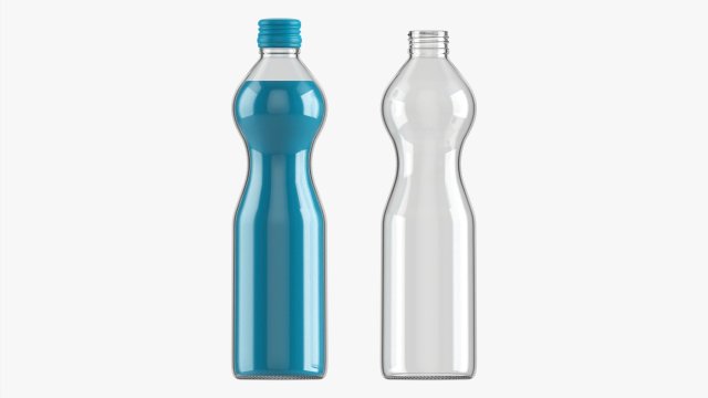 Glass Soda Soft Drink Water Bottle 06 Model 3D .c4d .max .obj .3ds .fbx .stl .blend 