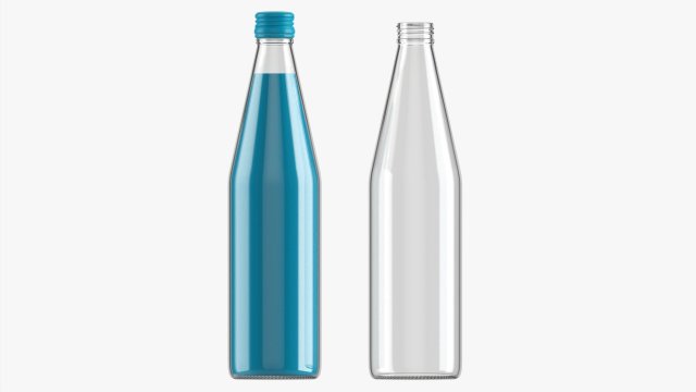 Glass Soda Soft Drink Water Bottle 09 Modelo 3D .c4d .max .obj .3ds .fbx .stl .blend 