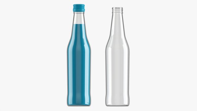 Glass Soda Soft Drink Water Bottle 10 3D Модель .c4d .max .obj .3ds .fbx .stl .blend 