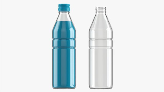 Glass Soda Soft Drink Water Bottle 12 3D Модель .c4d .max .obj .3ds .fbx .stl .blend 