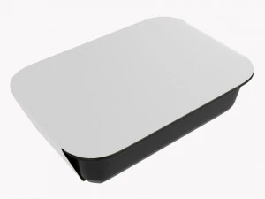 Plastic Food Container Box Tray With Label Mockup 18 3D Model