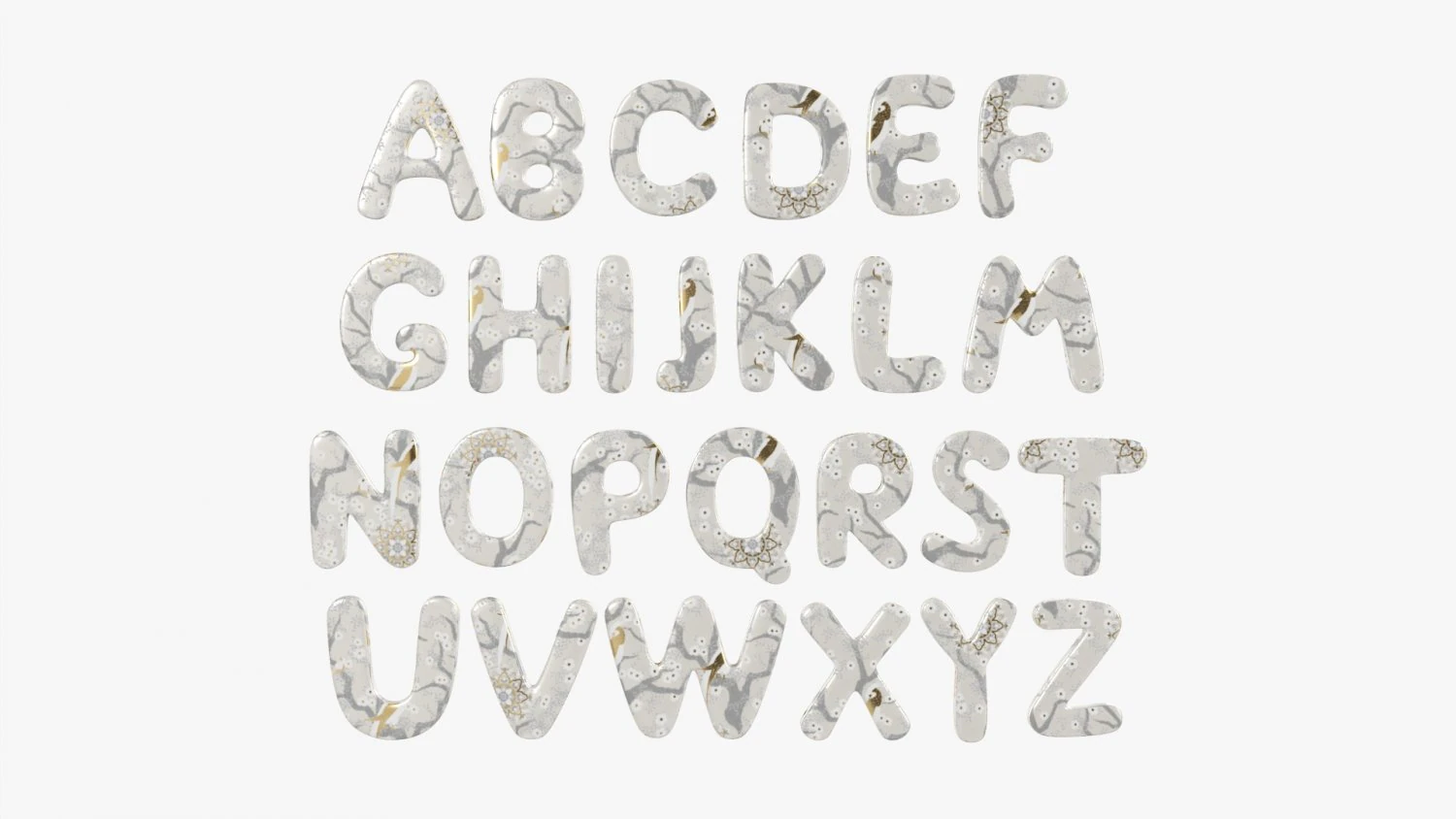 Alphabet Letters 03 3D Model .c4d .max .obj .3ds .fbx .stl .blend 
