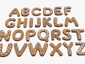 Alphabet Letters Decorated 04 3D Model