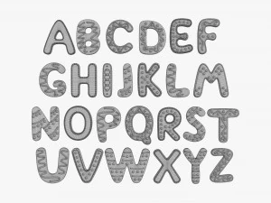 Alphabet Letters Decorated 04 3D Model