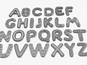 Alphabet Letters Decorated 04 Modelo 3D