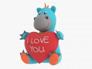 Dragon With Heart Soft Toy 3D Model