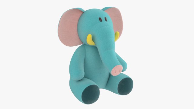 Elephant Soft Toy V2 3D Model .c4d .max .obj .3ds .fbx .stl .blend 
