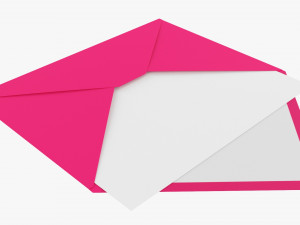 Envelope Mockup 05 Open Pink White 3D मॉडल