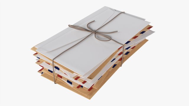 Envelope Stack Tied Up 3D Model .c4d .max .obj .3ds .fbx .stl .blend 